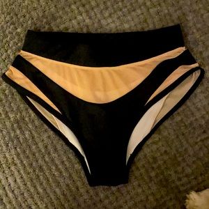 Goddess high-waisted black & sand mesh bottom